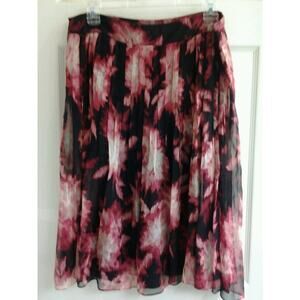 ALFANI Skirt, women's sz 10,pleated, floral 100% silk career,pleated EUC
